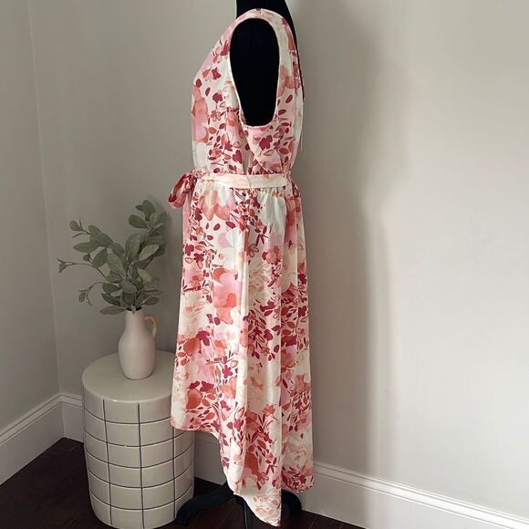 LUXOLOGY Floral‎ Dress. High-Low. Pink Floral. Size XL - Picture 5 of 12